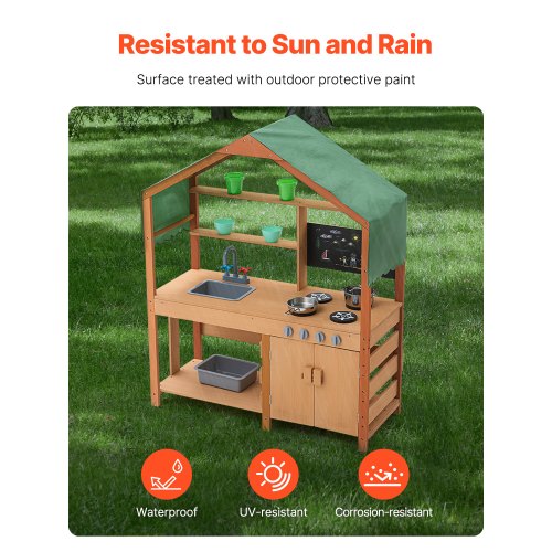 Mud Kitchen for Kids Wooden Toy Play Kitchen Set with Accessories Outdoor