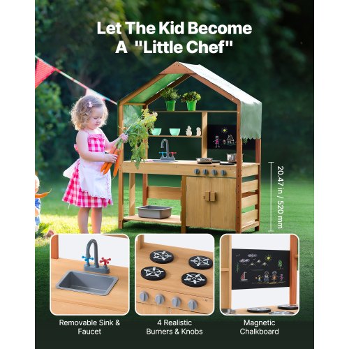 Mud Kitchen for Kids Wooden Toy Play Kitchen Set with Accessories Outdoor