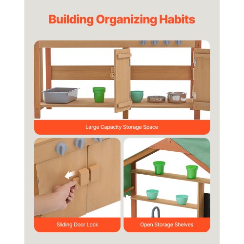 Mud Kitchen for Kids Wooden Toy Play Kitchen Set with Accessories Outdoor