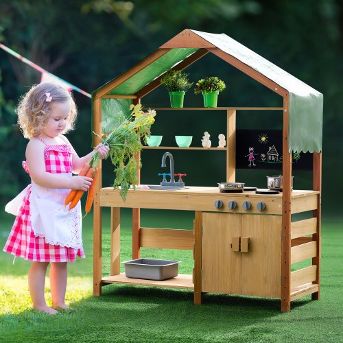 Mud Kitchen for Kids Wooden Toy Play Kitchen Set with Accessories Outdoor