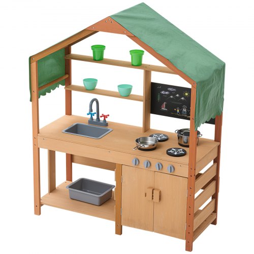 Mud Kitchen for Kids Wooden Toy Play Kitchen Set with Accessories Outdoor