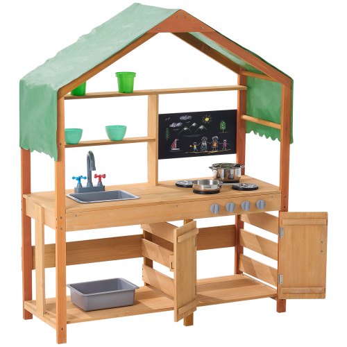 Mud Kitchen for Kids Wooden Toy Play Kitchen Set with Accessories Outdoor