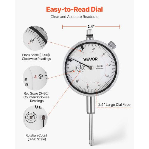 Dial Test Indicator with Magnetic Flexible Base Stand001 inch Accuracy