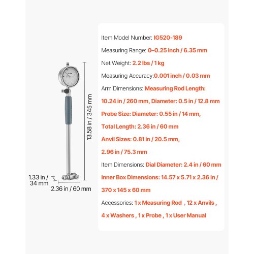 Dial Test Indicator and Bore Gauge Measuring Tool Set Dial Indicator001