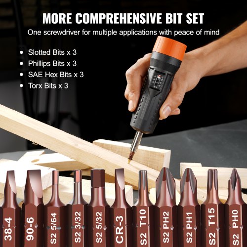 14 Drive Torque Screwdriver Wrench Set 1070 inlbs Torque Adjustment
