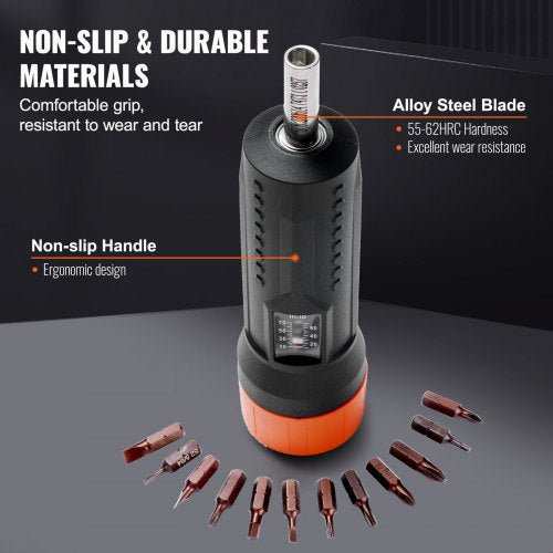 14 Drive Torque Screwdriver Wrench Set 1070 inlbs Torque Adjustment