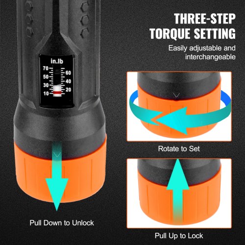 14 Drive Torque Screwdriver Wrench Set 1070 inlbs Torque Adjustment