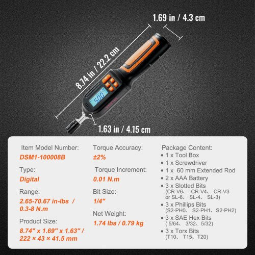 Digital Torque Screwdriver 14 Drive Screwdriver Torque Wrench