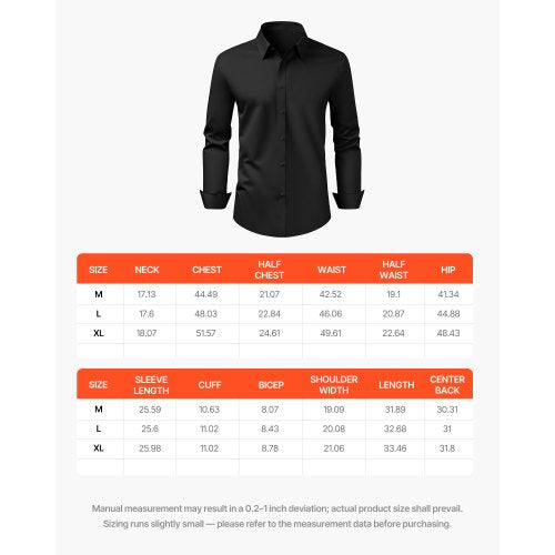 Mens Button Up Shirt Mens Long Sleeve Wrinklefree Button Down Dress 5