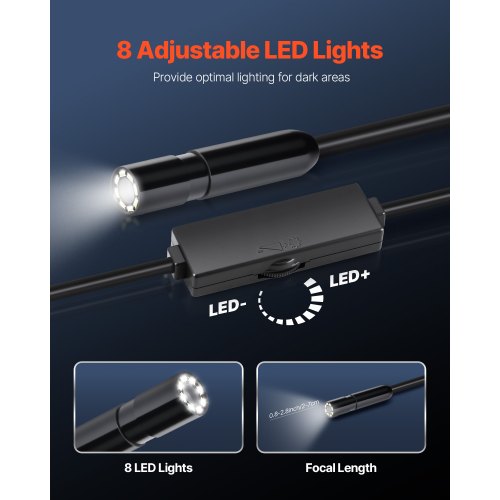 Endoscope Camera with Light 1920P HD Borescope for Android IOS 8 LED