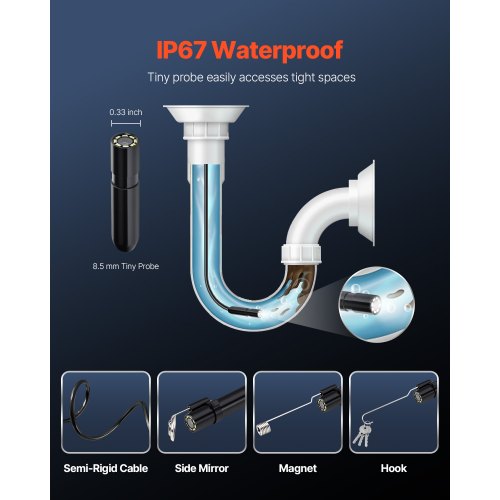Endoscope Camera with Light 1920P HD Borescope for Android IOS 8 LED