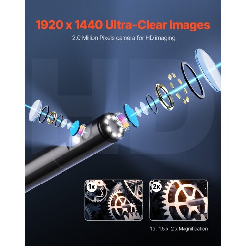 Endoscope Camera with Light Dual Lens Borescope for Android IOS 1920P HD