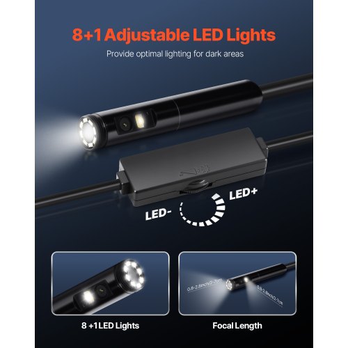 Endoscope Camera with Light Dual Lens Borescope for Android IOS 1920P HD
