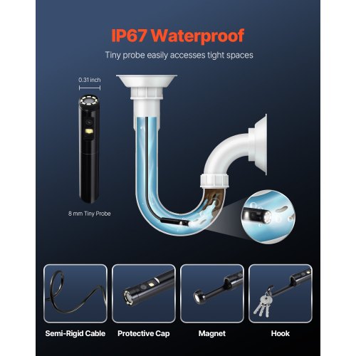 Endoscope Camera with Light Dual Lens Borescope for Android IOS 1920P HD