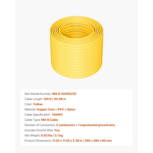NMB Wire 14AWG2C NonMettalic Residential Indoor Electrical Wire with Ground 1