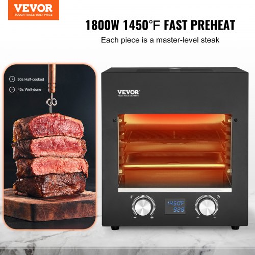 Electric Steak Grill 1800W Smokeless Infrared Electric Broiler 1450°F