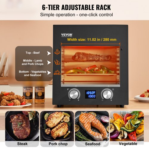 Electric Steak Grill 1800W Smokeless Infrared Electric Broiler 1450°F
