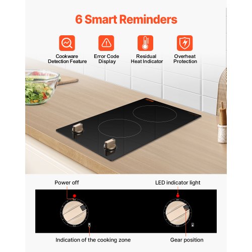 Induction Cooktop 1800W Electric Countertop Burner 2 Burner Knob Control