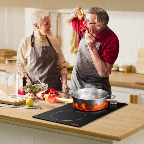 Induction Cooktop 1800W Electric Countertop Burner 2 Burner Knob Control
