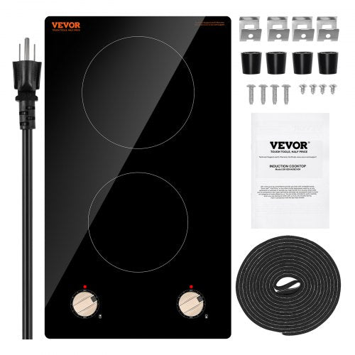 Induction Cooktop 1800W Electric Countertop Burner 2 Burner Knob Control