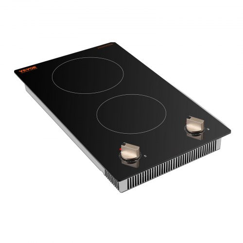 Induction Cooktop 3500W Electric Countertop Burner 2 Burner Knob Control