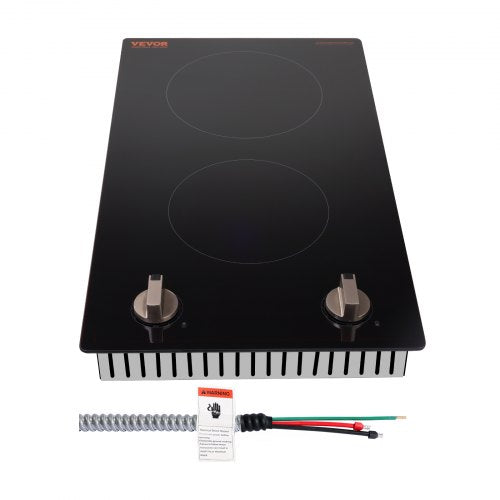 Induction Cooktop 3500W Electric Countertop Burner 2 Burner Knob Control