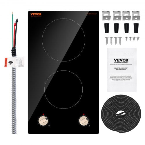 Induction Cooktop 3500W Electric Countertop Burner 2 Burner Knob Control