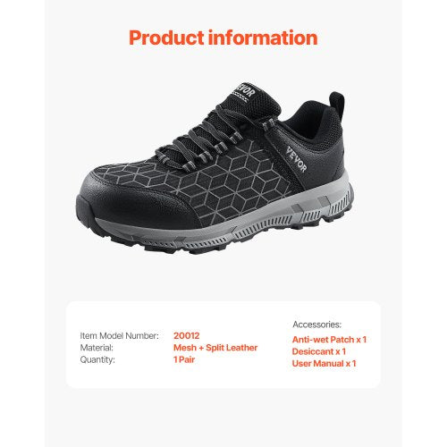 Steel Toe Shoes for Men US Size 13 Wide Mens Cushion Sport Safety Toe