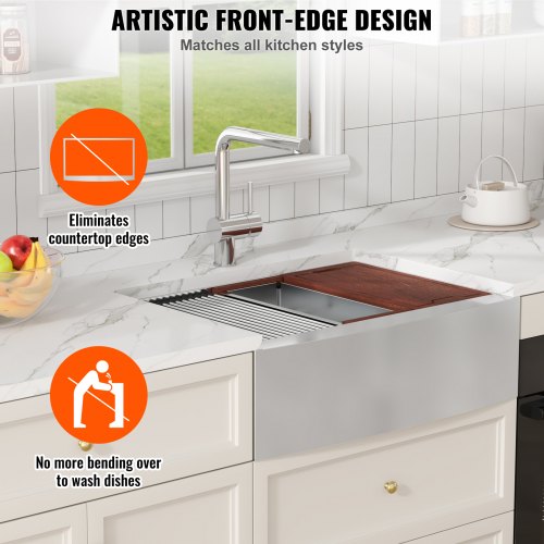 Farmhouse Kitchen Sink 304 Stainless Steel Dropin Sinks Top Mount Single Bowl