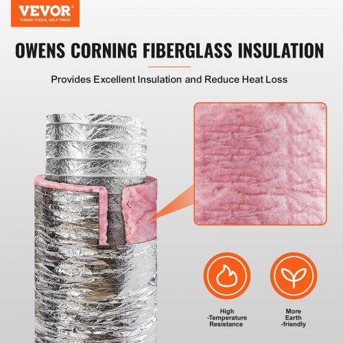 Dryer Vent Hose 10 Insulated Flexible Duct 25FT Long with 2 Duct Clamps