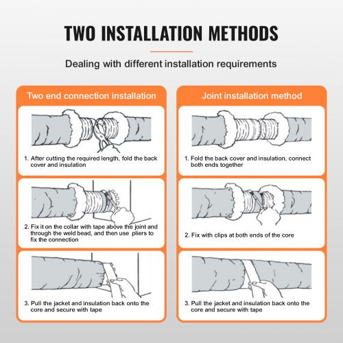 Dryer Vent Hose 10 Insulated Flexible Duct 25FT Long with 2 Duct Clamps