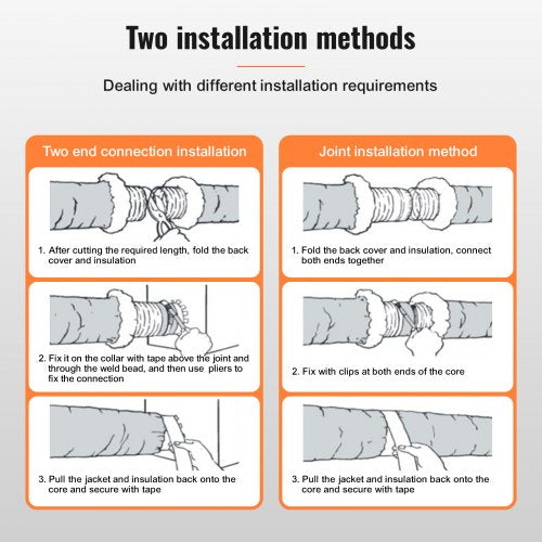Dryer Vent Hose 6 Insulated Flexible Duct 25FT Long with 2 Duct Clamps