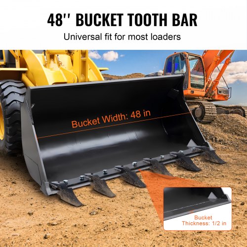 Bucket Tooth Bar 48 Heavy Duty Tractor Bucket 6 Teeth Bar for Loader