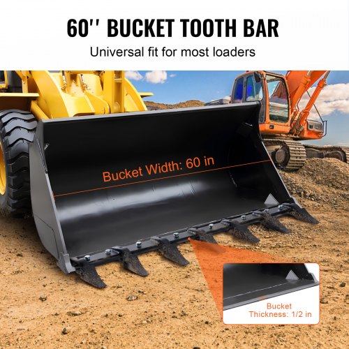 Bucket Tooth Bar 60 Heavy Duty Tractor Bucket 7 Teeth Bar for Loader