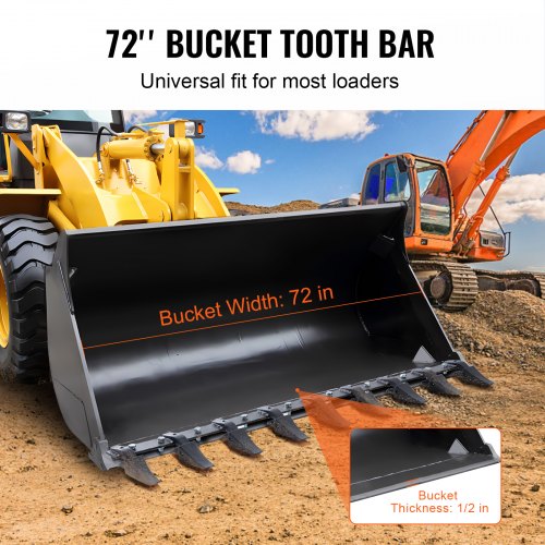 Bucket Tooth Bar 72 Heavy Duty Tractor Bucket 9 Teeth Bar for Loader