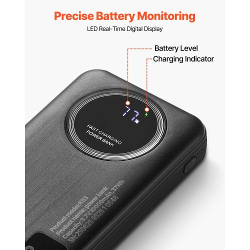 Portable Charger with Builtin Cables 10000 mAh Travel Battery Pack