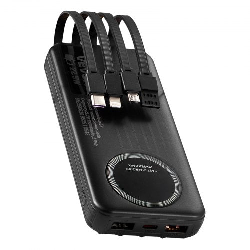 Portable Charger with Builtin Cables 10000 mAh Travel Battery Pack