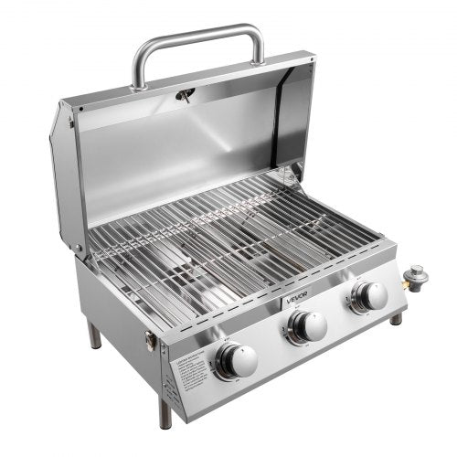 Tabletop Gas Grill 3Burner Stainless Steel Portable Propane Grill with Builtin