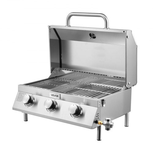 Tabletop Gas Grill 3Burner Stainless Steel Portable Propane Grill with Builtin