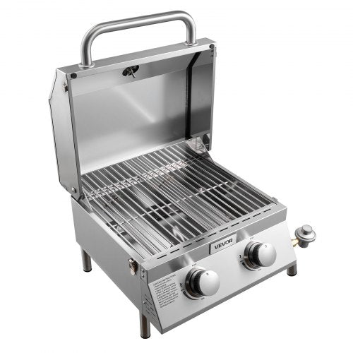 Tabletop Gas Grill 2Burner Stainless Steel Portable Propane Grill with Builtin