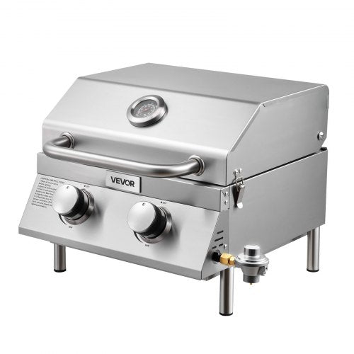 Tabletop Gas Grill 2Burner Stainless Steel Portable Propane Grill with Builtin