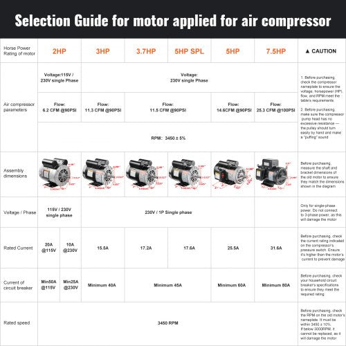 2HP SPL Air Compressor Electric Motor 115230V 2010 Amps 56 Frame