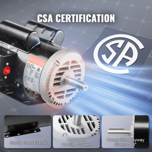 5HP Air Compressor Electric Motor 230V 25 Amps 56HZ Frame 3450RPM 78