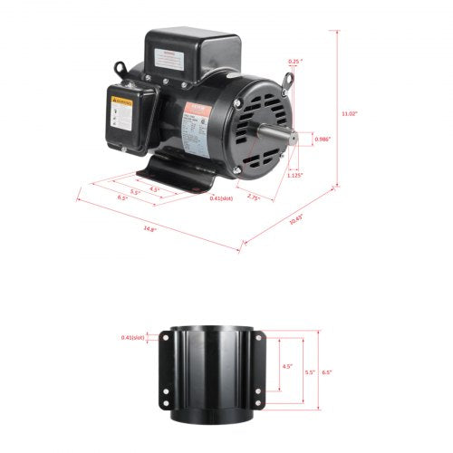 5HP Air Compressor Electric Motor 230V 25 Amps 56HZ Frame 3450RPM 78