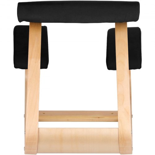 Wooden Ergonomic Kneeling Chair Memory Seat Cushion Relieving Body Black – 330L