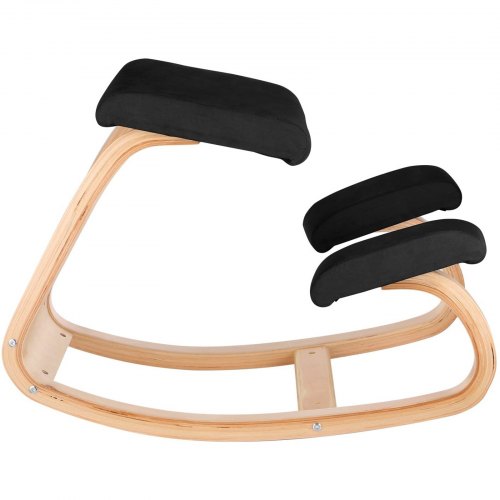 Wooden Ergonomic Kneeling Chair Memory Seat Cushion Relieving Body Black – 330L