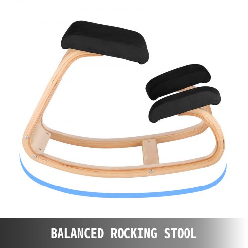 Wooden Ergonomic Kneeling Chair Memory Seat Cushion Relieving Body Black – 330L