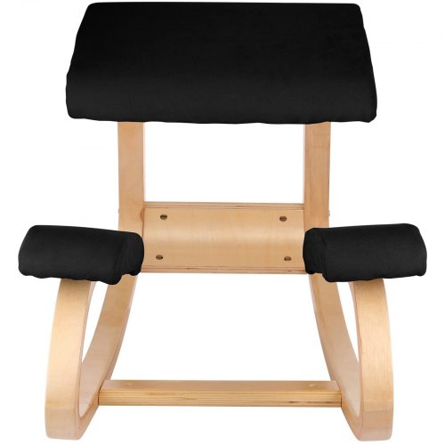 Wooden Ergonomic Kneeling Chair Memory Seat Cushion Relieving Body Black – 330L