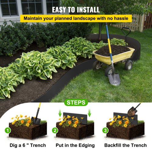 Landscape Edging 10 inch Depth 40 ft Total Length Recycled HDPE Coiled