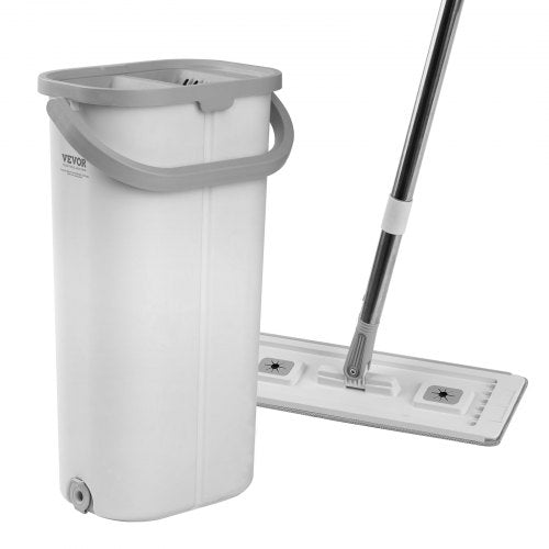 Mop and Bucket with Wringer Set Wet Dry Use Flat Mop and Bucket System